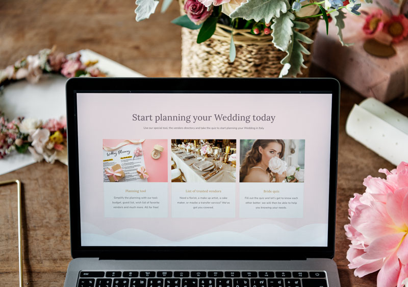 Sito web destination wedding Book my wedding in Italy